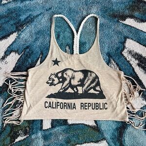Freeze Vintage brand California bear crop fringe tank top Medium
